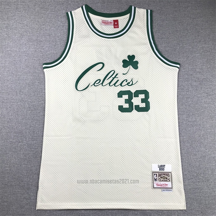 Camiseta Boston Celtics Larry Bird #33 Mitchell & Ness Chainstitch Crema